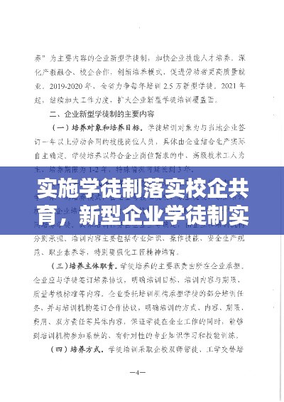 实施学徒制落实校企共育,新型企业学徒制实施方案