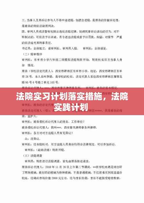 法院实习计划落实措施,法院实践计划