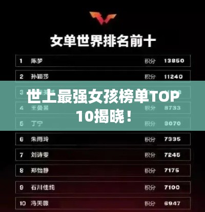 世上最强女孩榜单TOP10揭晓!